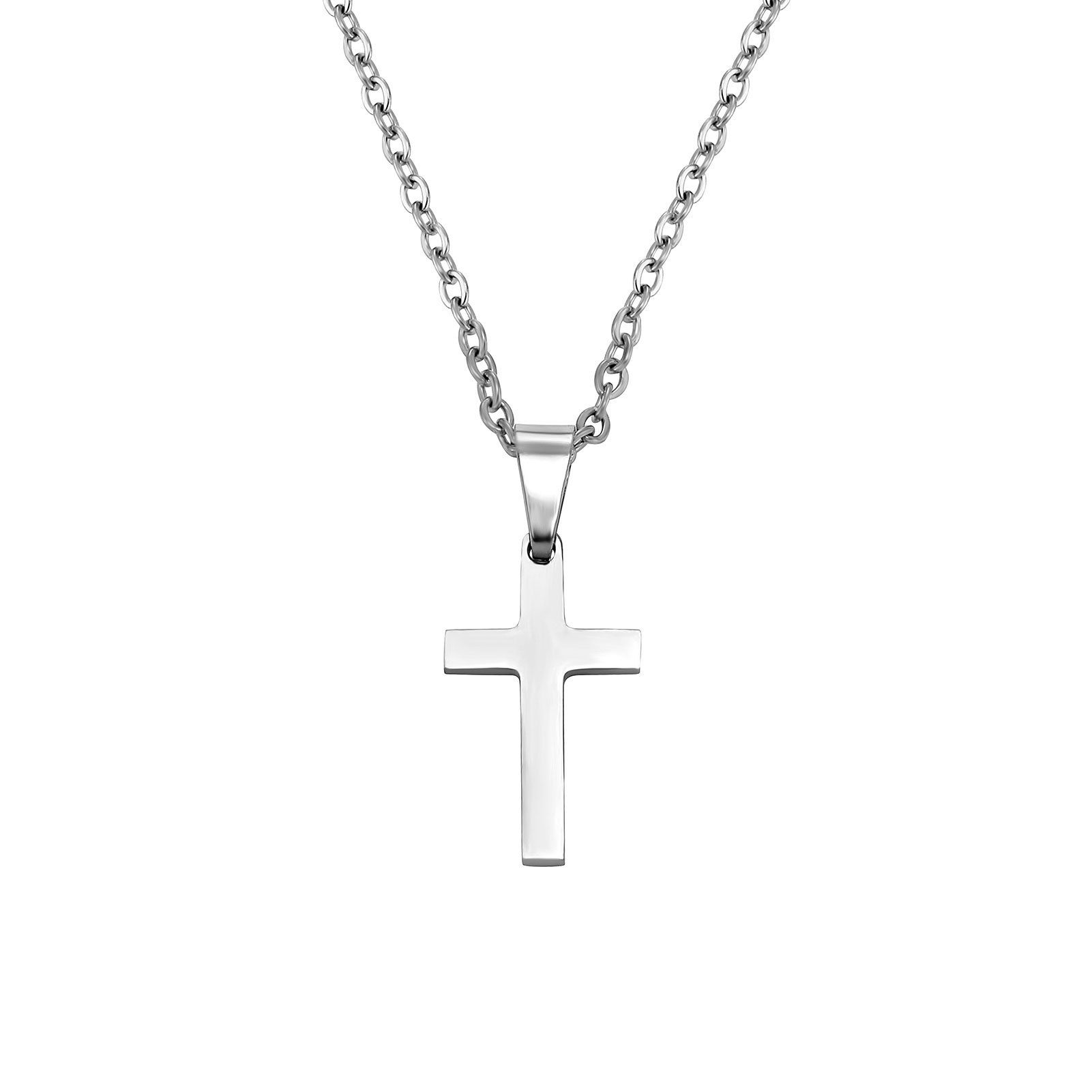 Cross Necklace for Men Silver Premium Alloy Solid Color Cross Pendant Necklace — image 1