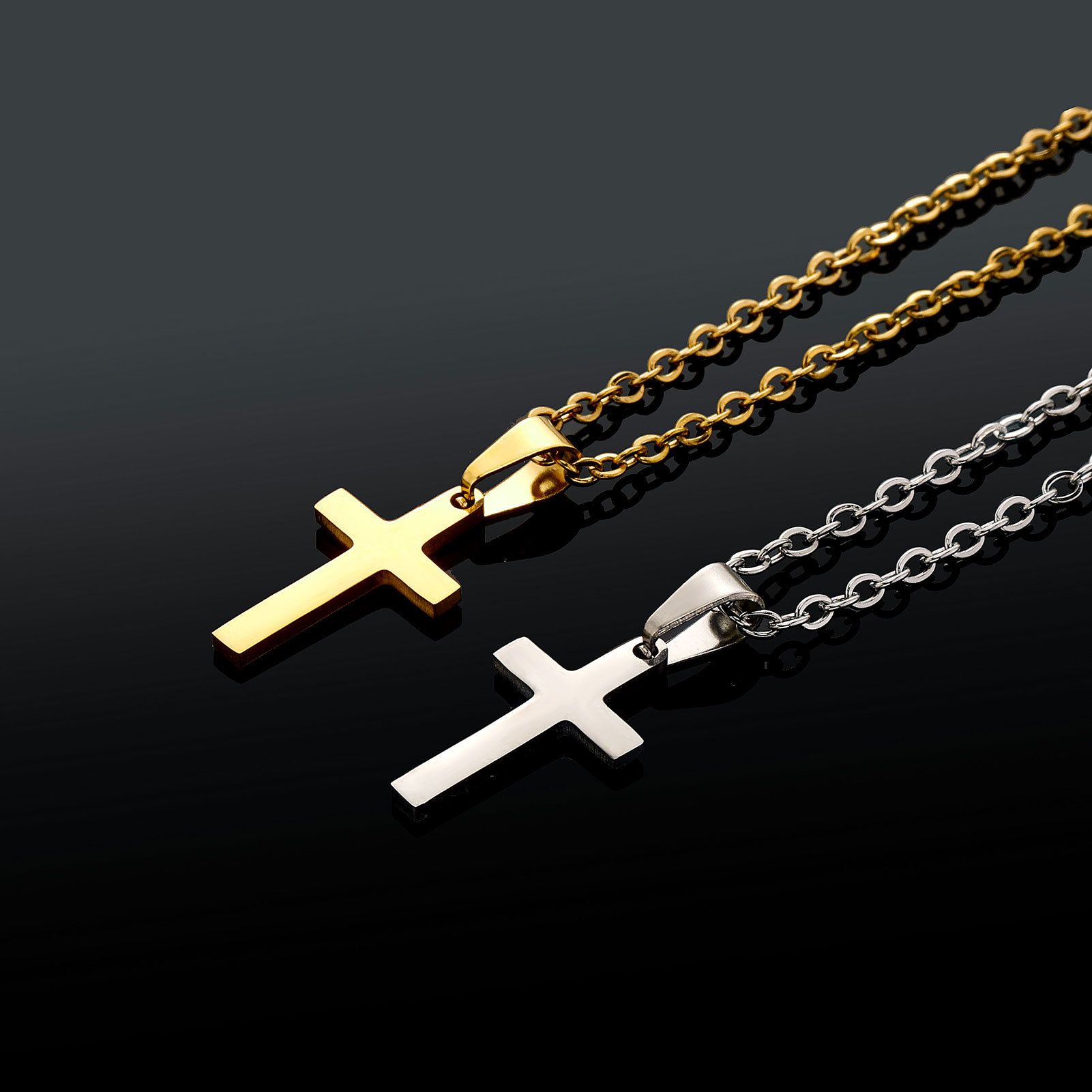 Cross Necklace for Men Silver Premium Alloy Solid Color Cross Pendant Necklace view 2