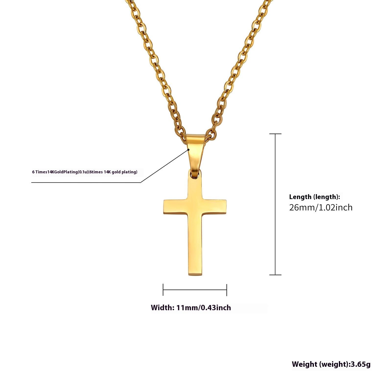 Cross Necklace for Men Silver Premium Alloy Solid Color Cross Pendant Necklace view 5
