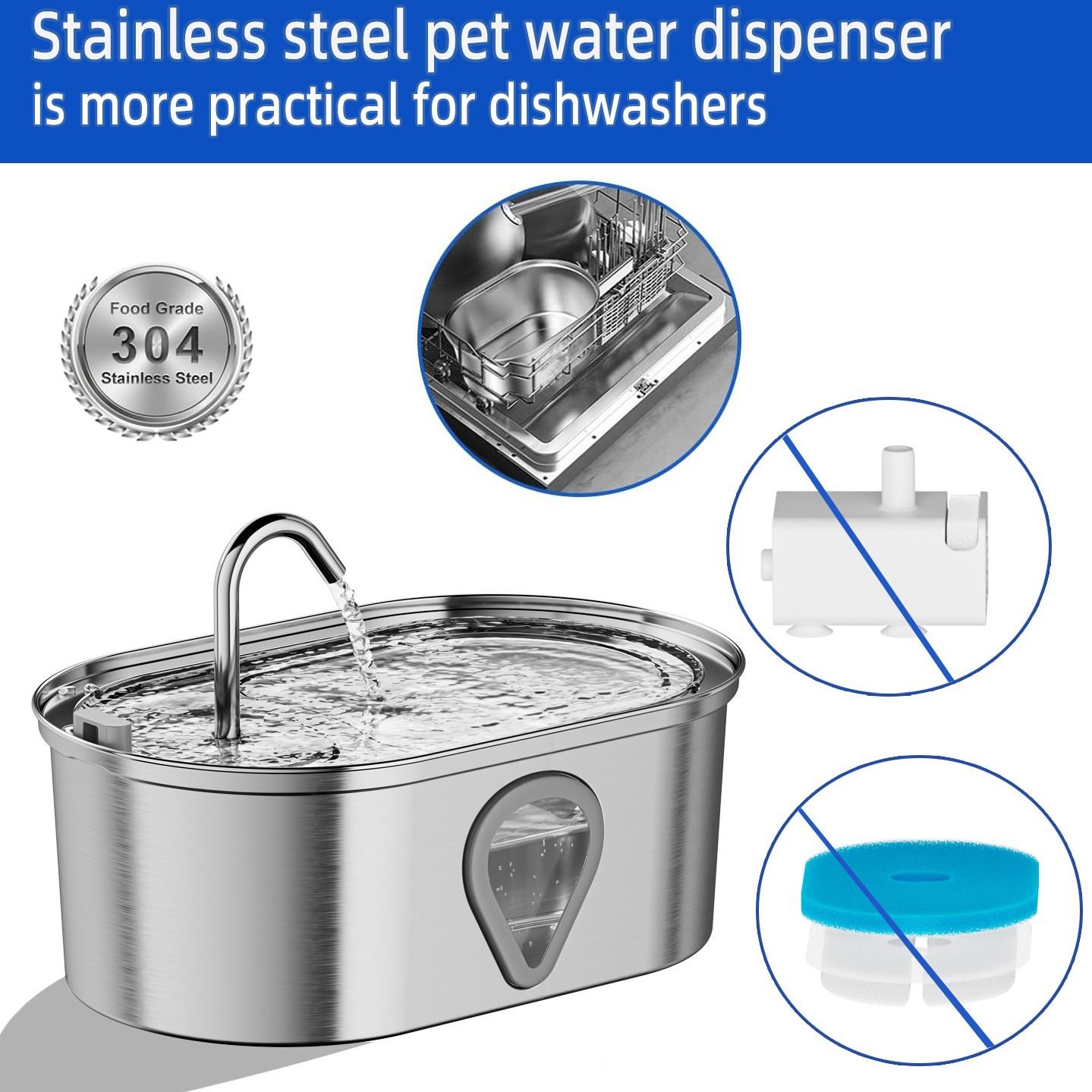 Large Capacity Automatic Stainless Steel Pet Water Dispenser view 5