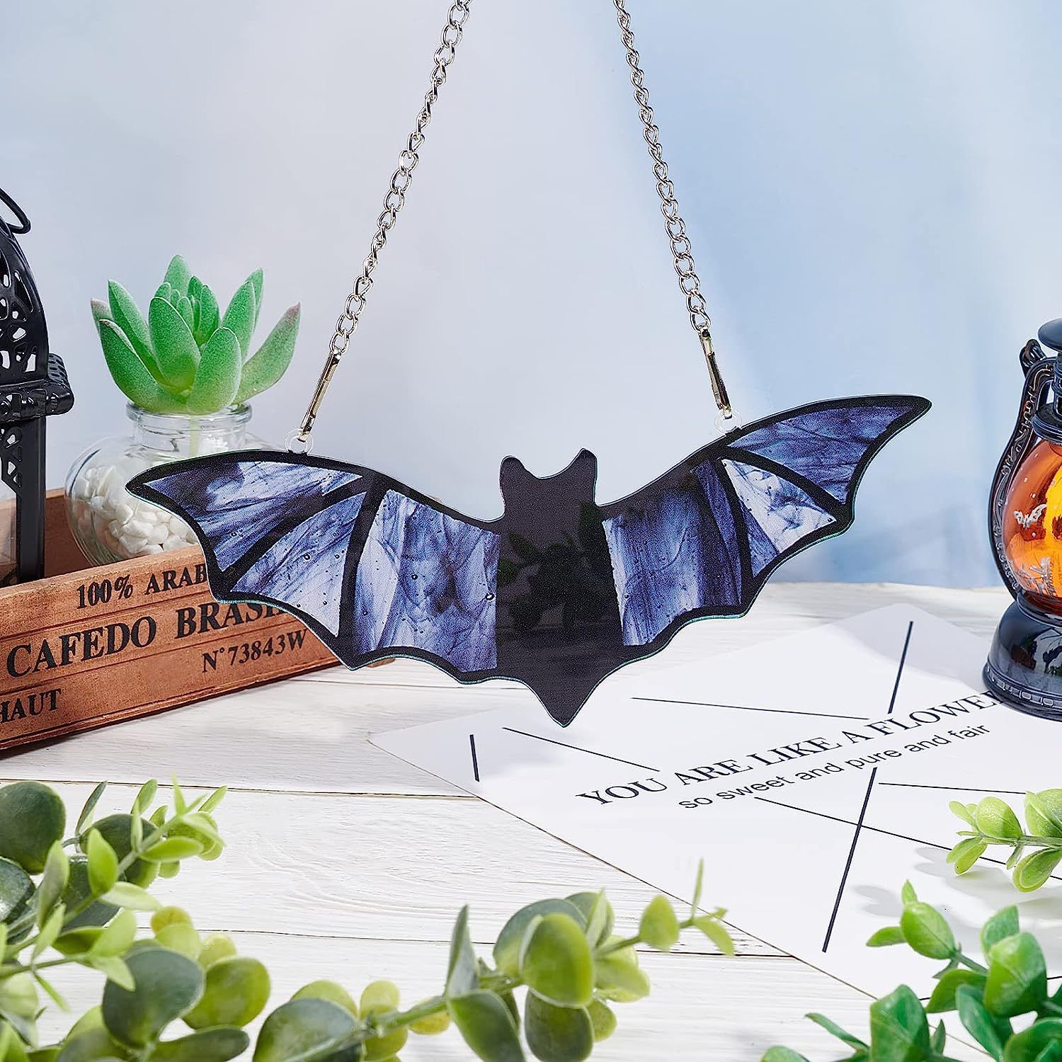 Halloween Bat Decor for Home - Colorful Bats Window Decorations Hanging view 4