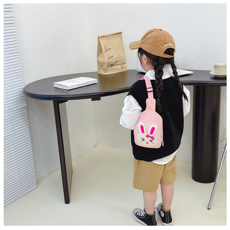Pink Sling Backpack, Small Backpack for Girls, Kawaii Bag, Lightweight Canvas view 5
