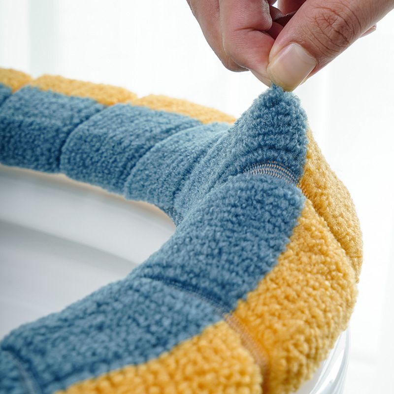 Bathroom Soft Thicker Warmer Stretchable Washable Cloth Toilet Seat Cover Pads view 5
