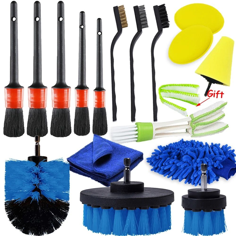 Car Detailing Brushes Kit 18pcs Auto Detailing Brushes Set for Car Seat view 2