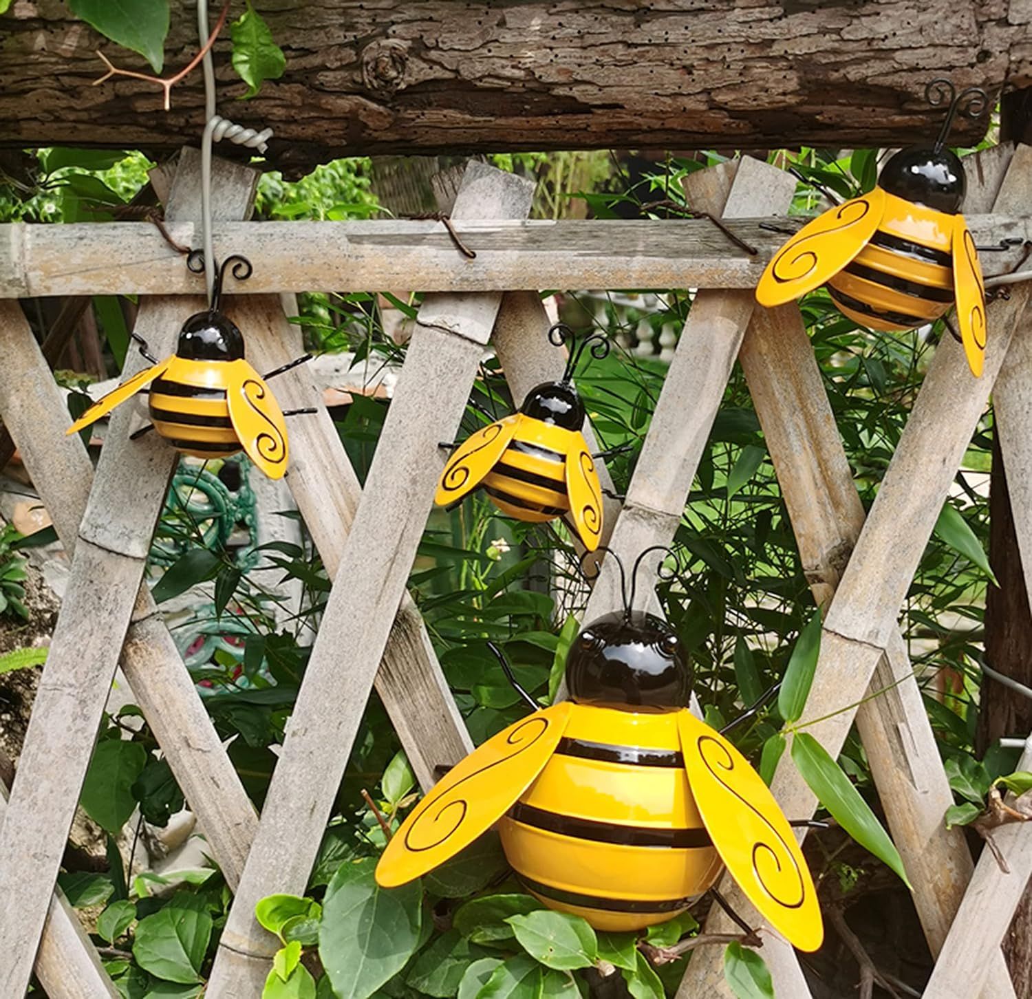 Metal Wall Art, 4 PCS Metal Bumble Wall Decor, 3D Iron Bee Art Sculpture view 6