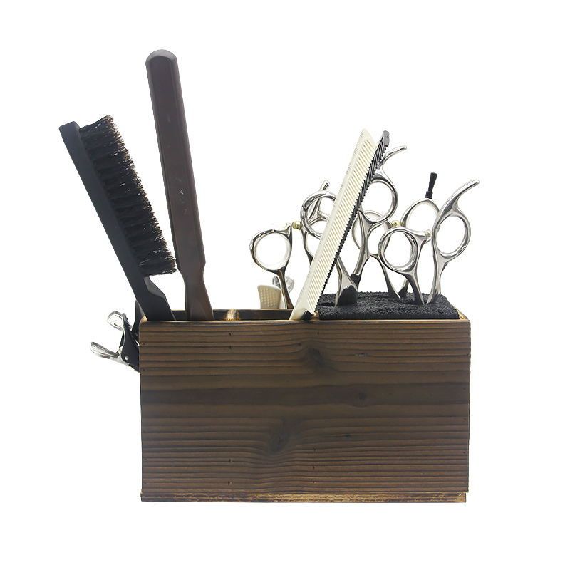 Hair Salon Shear Holder Hair Stylist Scissors Container Wood Hairdressing view 9