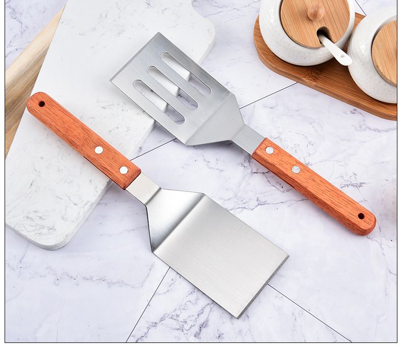 Metal Spatula 2pcs Fish Spatula Slotted Turner Stainless Steel Egg Grill view 8