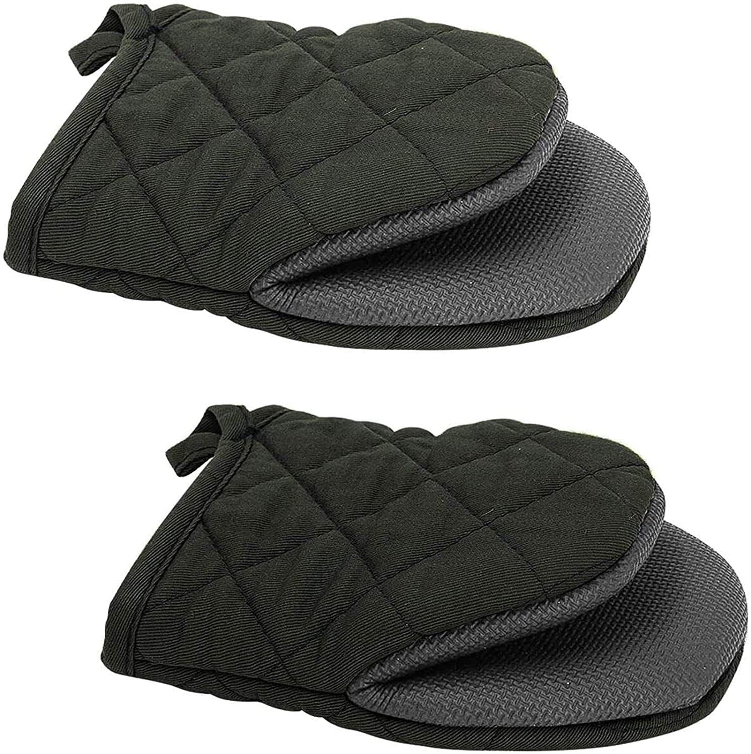 1 Pair Short Oven Mitts, Heat Resistant Silicone Kitchen Mini Oven Mitts for view 2