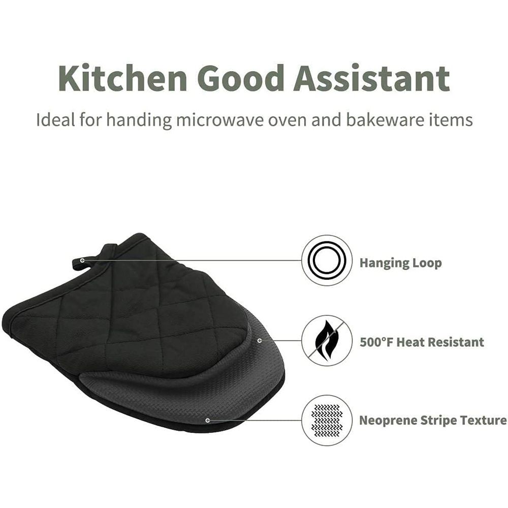 1 Pair Short Oven Mitts, Heat Resistant Silicone Kitchen Mini Oven Mitts for view 6