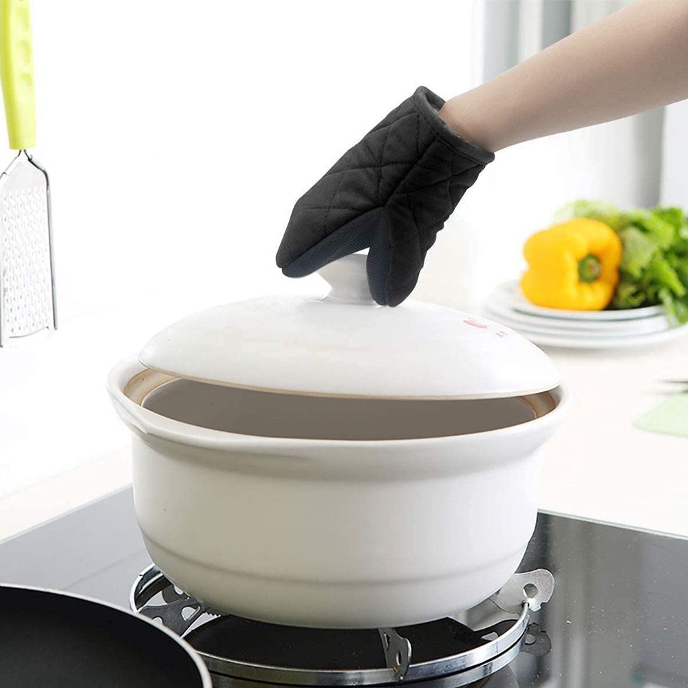 1 Pair Short Oven Mitts, Heat Resistant Silicone Kitchen Mini Oven Mitts for view 10