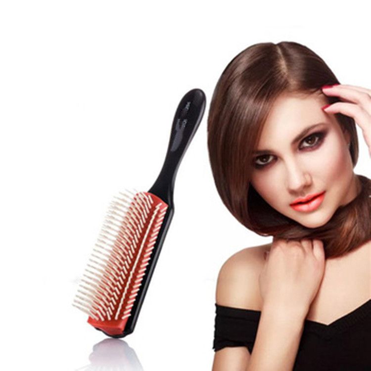 9-Rows Cushion Nylon Bristle Hair Brush Women Men Curly Wet or Dry Hair view 9