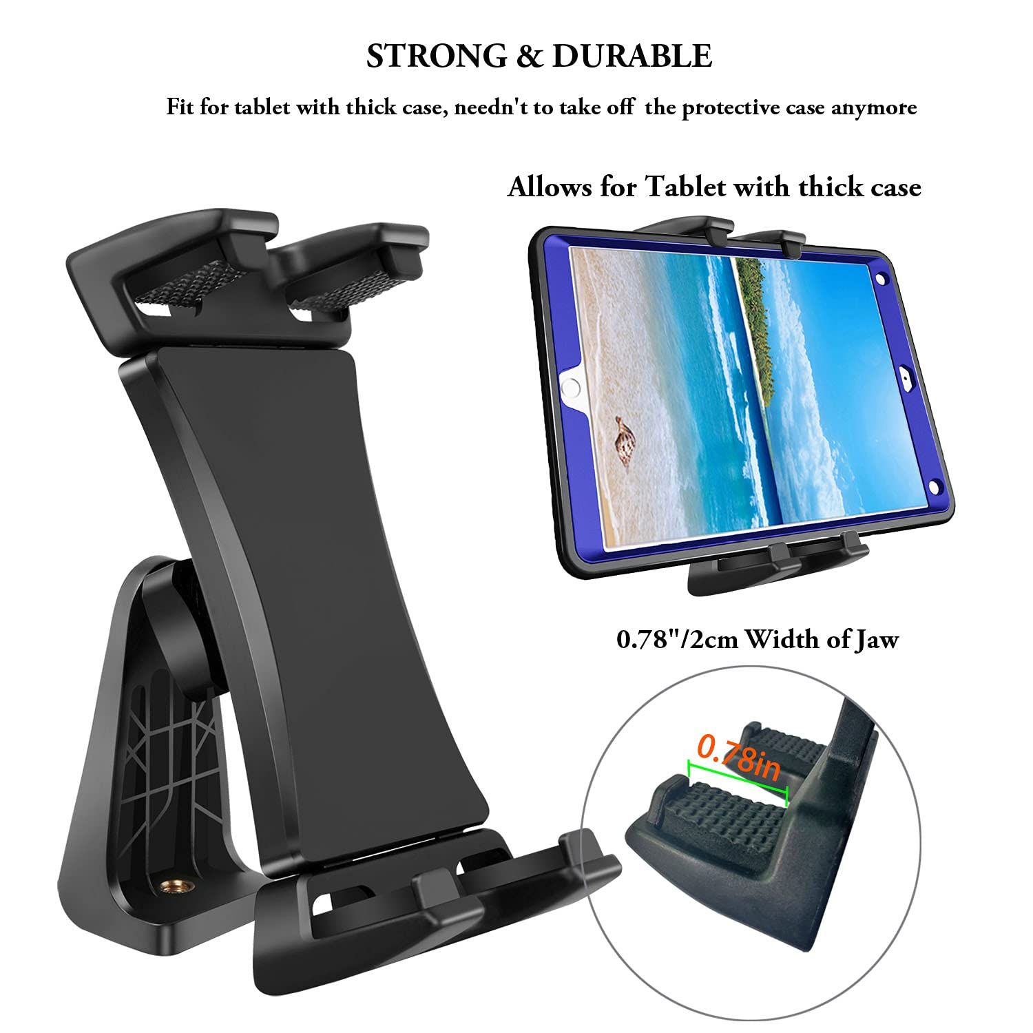 Tripod Mount Adapter 360 Degree Rotatable Universal Tablet Clamp Holder for view 6