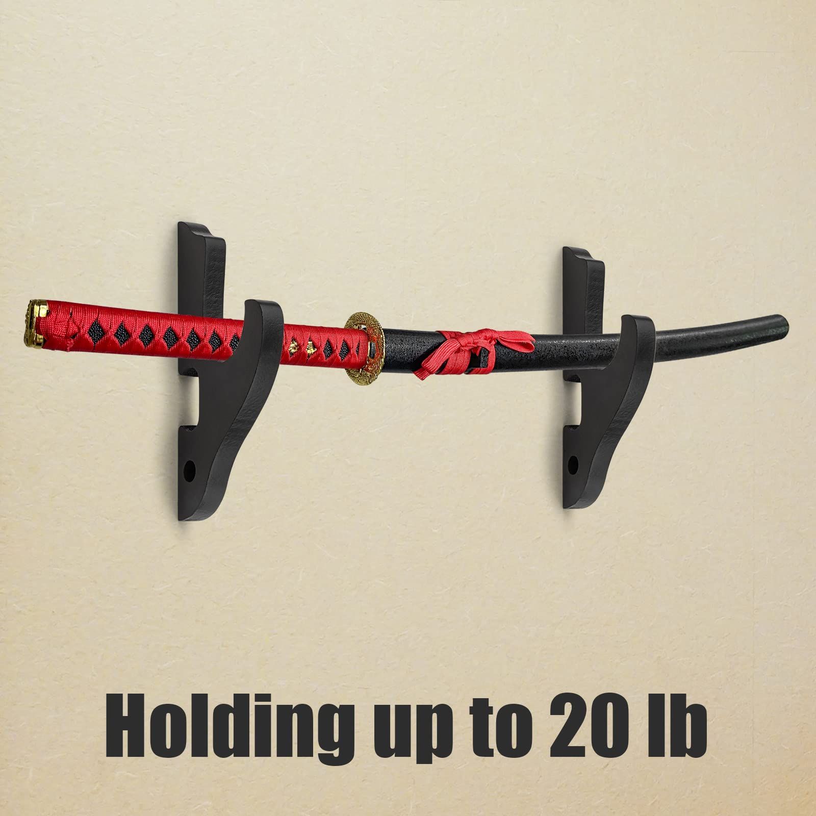 Sword Holder Wall Mount 1-Tier Hook Katana Holder Adjustable Display Hanger view 4