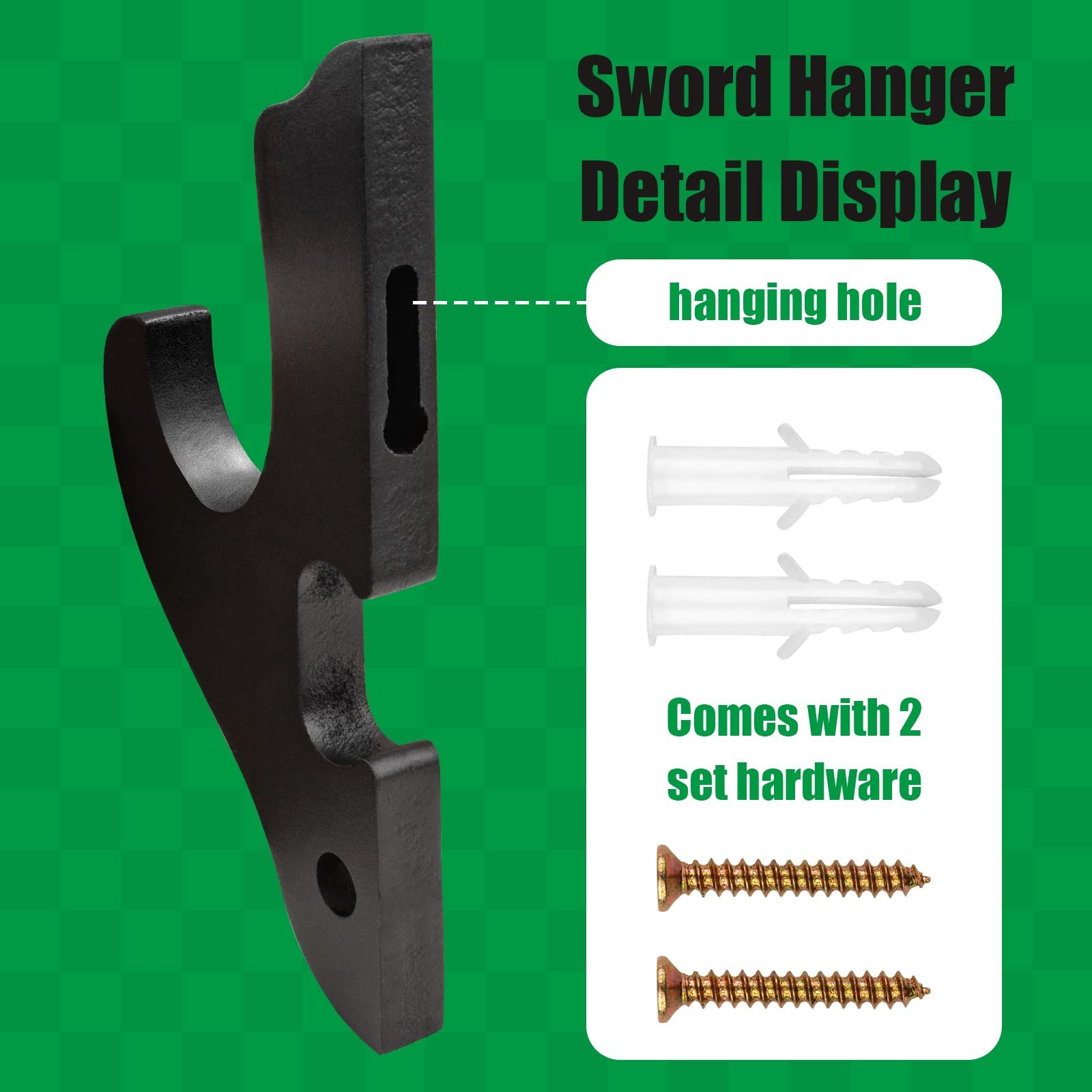 Sword Holder Wall Mount 1-Tier Hook Katana Holder Adjustable Display Hanger view 9