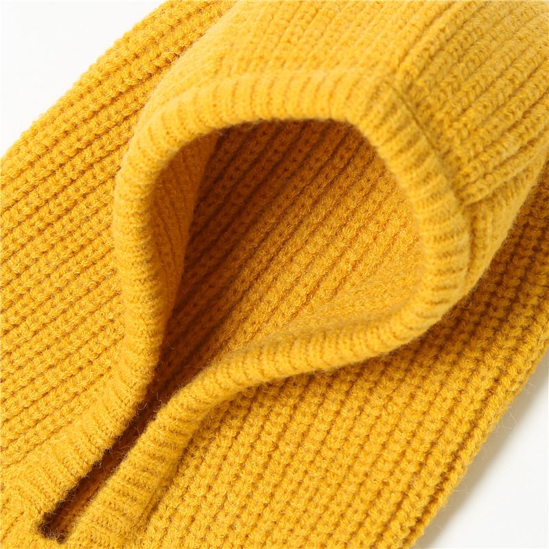 Knitted Pullover Cap Winter Warm Hooded Scarf Hat for Women Men Windproof view 8