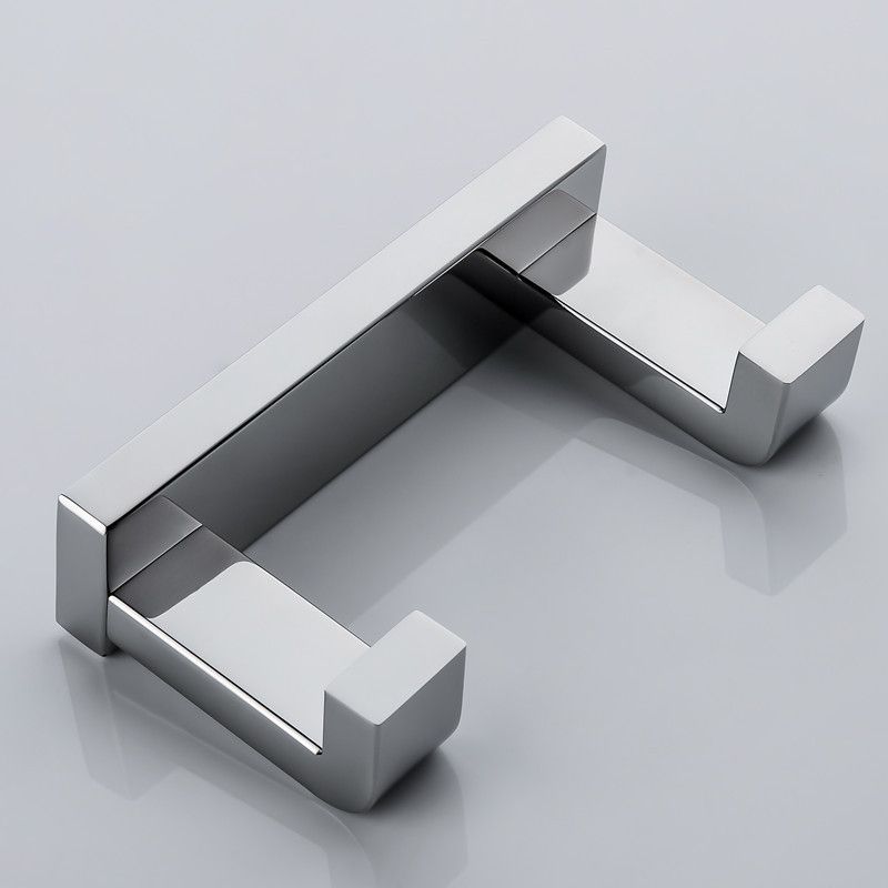 Double Hook in Chrome Wall Mounted Double Towel Hook in Polished Chrome Sirius view 3