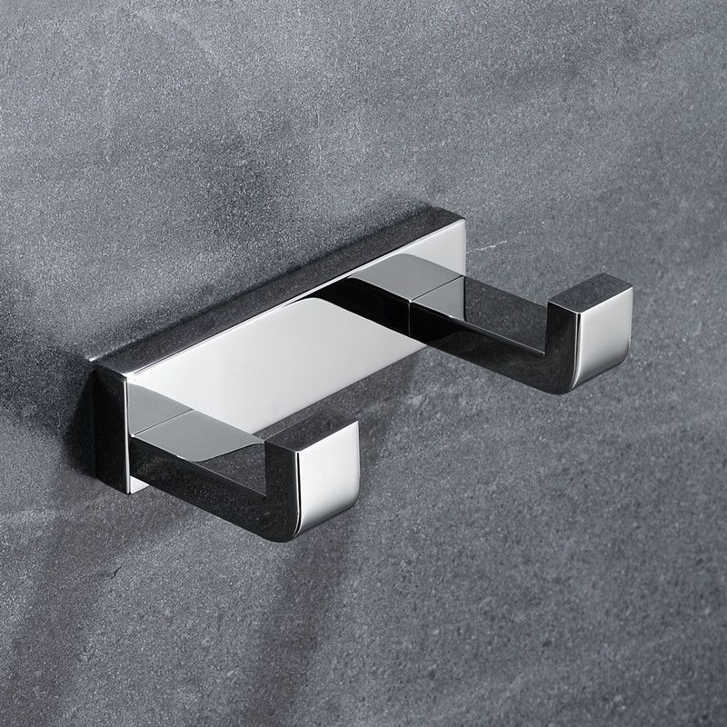 Double Hook in Chrome Wall Mounted Double Towel Hook in Polished Chrome Sirius view 6