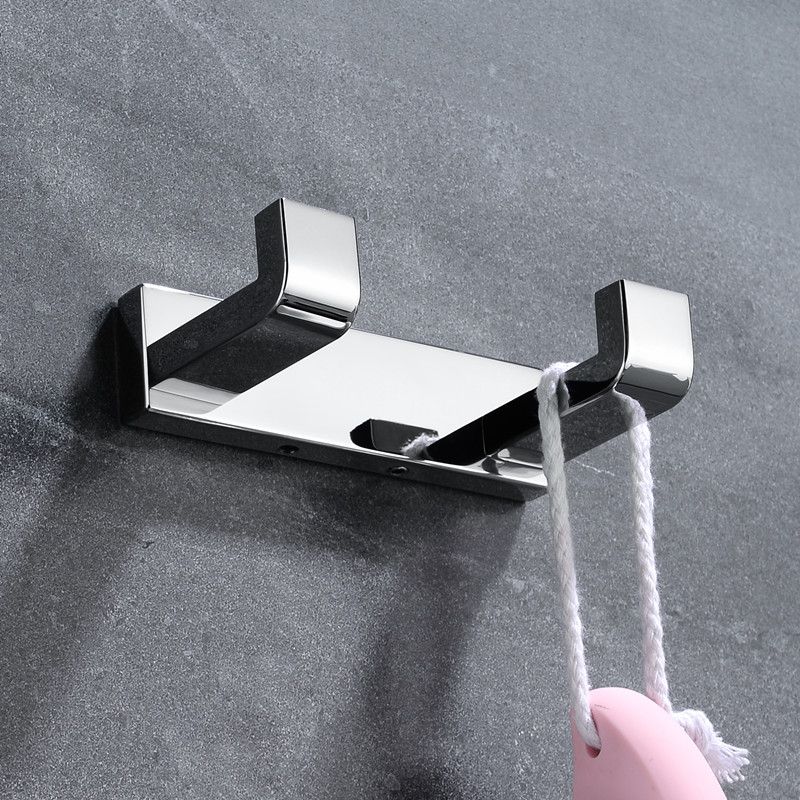 Double Hook in Chrome Wall Mounted Double Towel Hook in Polished Chrome Sirius view 7