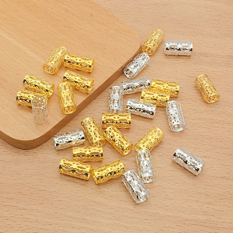 100pcs Braiding , Silver Gold Hair Coil Meal Cuffs Tubes DIY Braid Rings for view 3