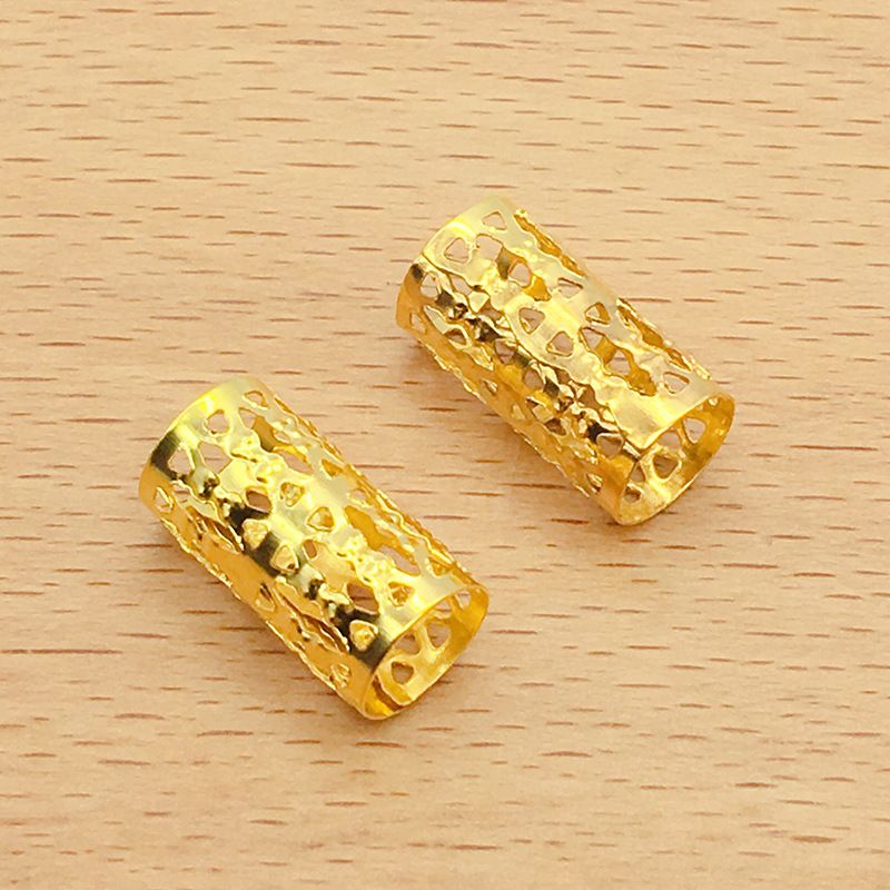 100pcs Braiding , Silver Gold Hair Coil Meal Cuffs Tubes DIY Braid Rings for view 7