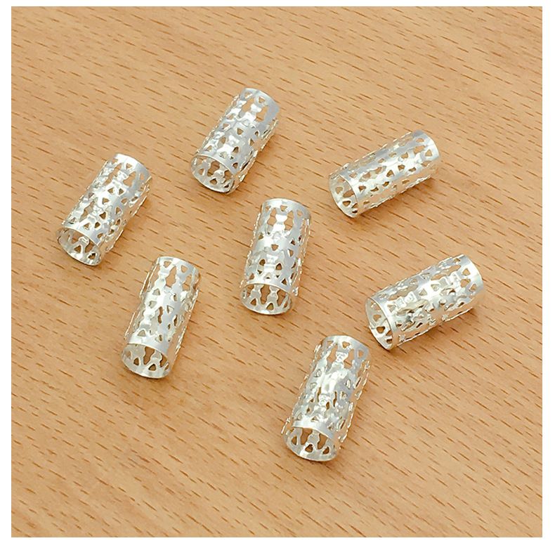 100pcs Braiding , Silver Gold Hair Coil Meal Cuffs Tubes DIY Braid Rings for view 9