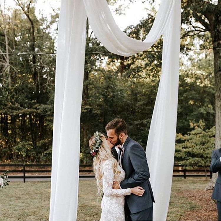 Wedding Arch Draping Fabric 1 Panel of 50*570cm White Chiffon Drapery for view 4