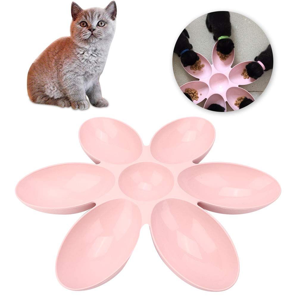 Cat Water Bowl Multiple Case Food Feeder Water Feeding Bowl Six Petals Plastic view 6