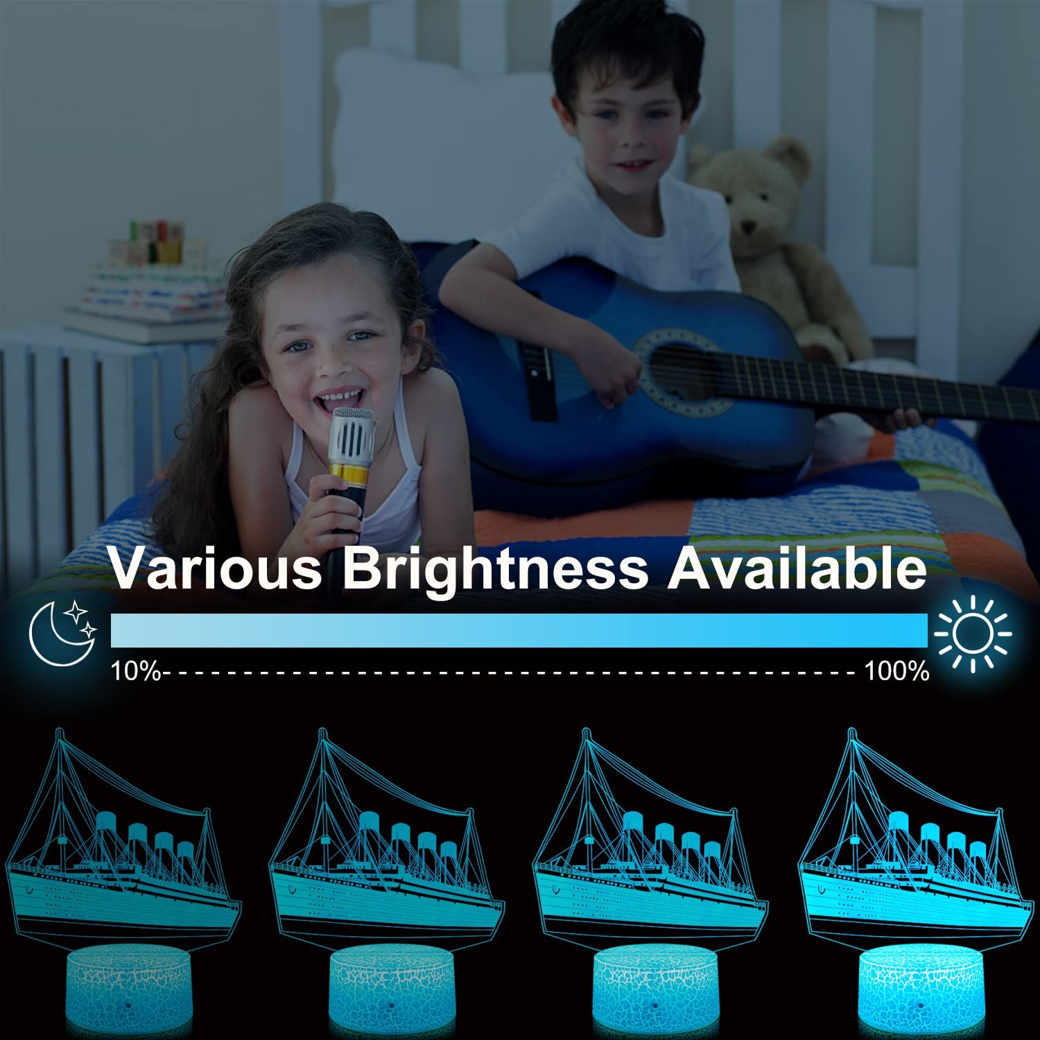 Ship Night Light for Kids Illusion Ship Model Lamp16 Colors Changing view 6