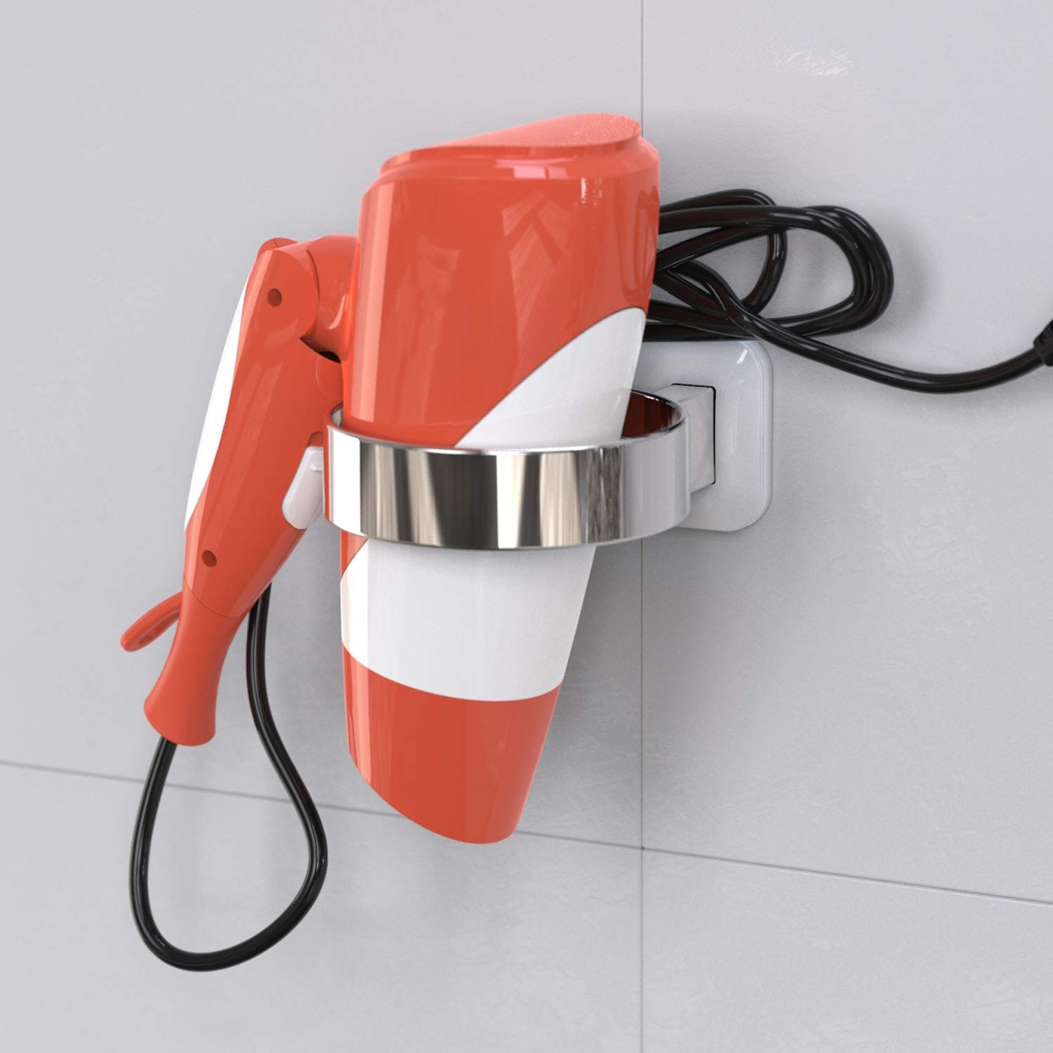 Hair Dryer Holder, Bathroom Hair Dryer Holder, Hair Care Tools Holder Wall view 9