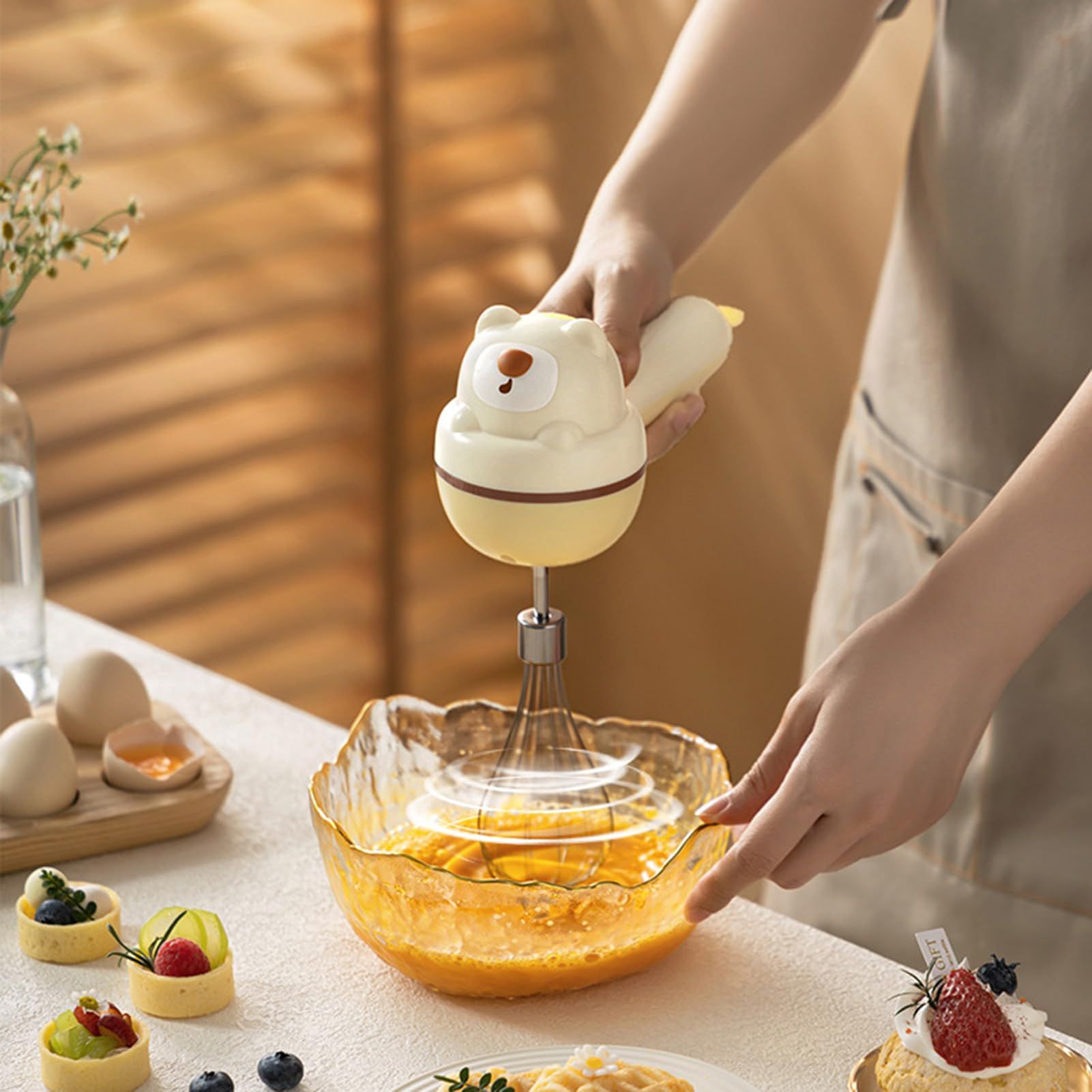 Electric Hand Mixer, Bear Shape Handheld Kitchen Blender, Kitchen Hand Mixer view 10