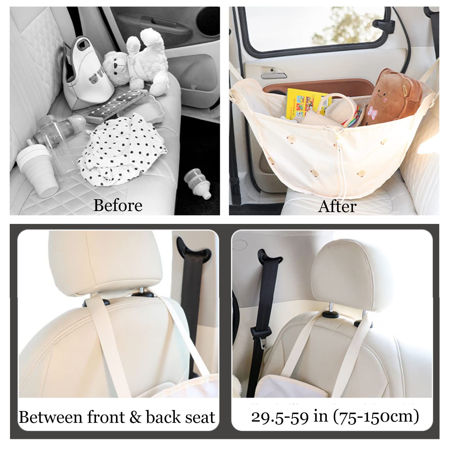 Cute Collapsible Oxford Car Back Seat Hanging Organizer Multifunction view 7
