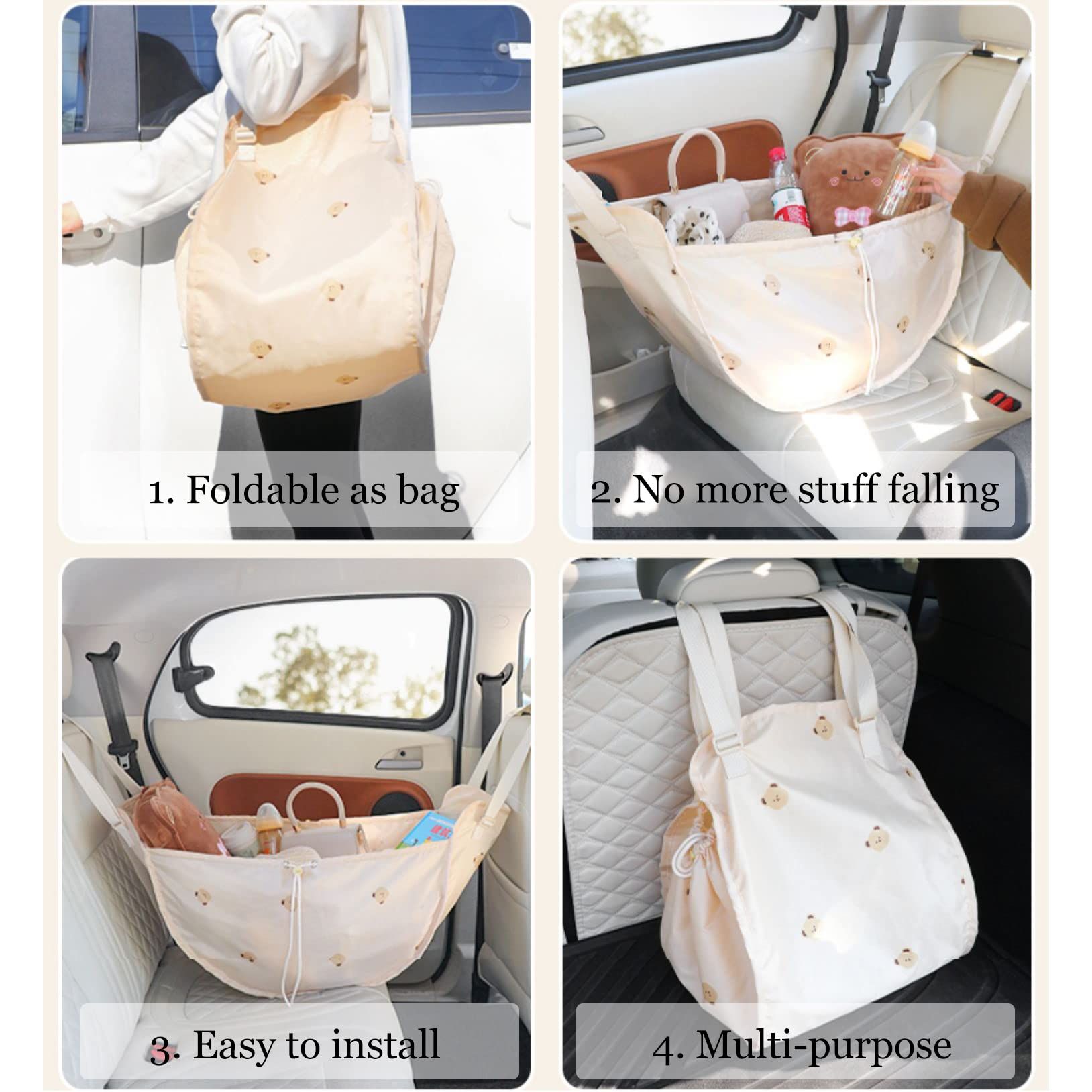 Cute Collapsible Oxford Car Back Seat Hanging Organizer Multifunction view 9