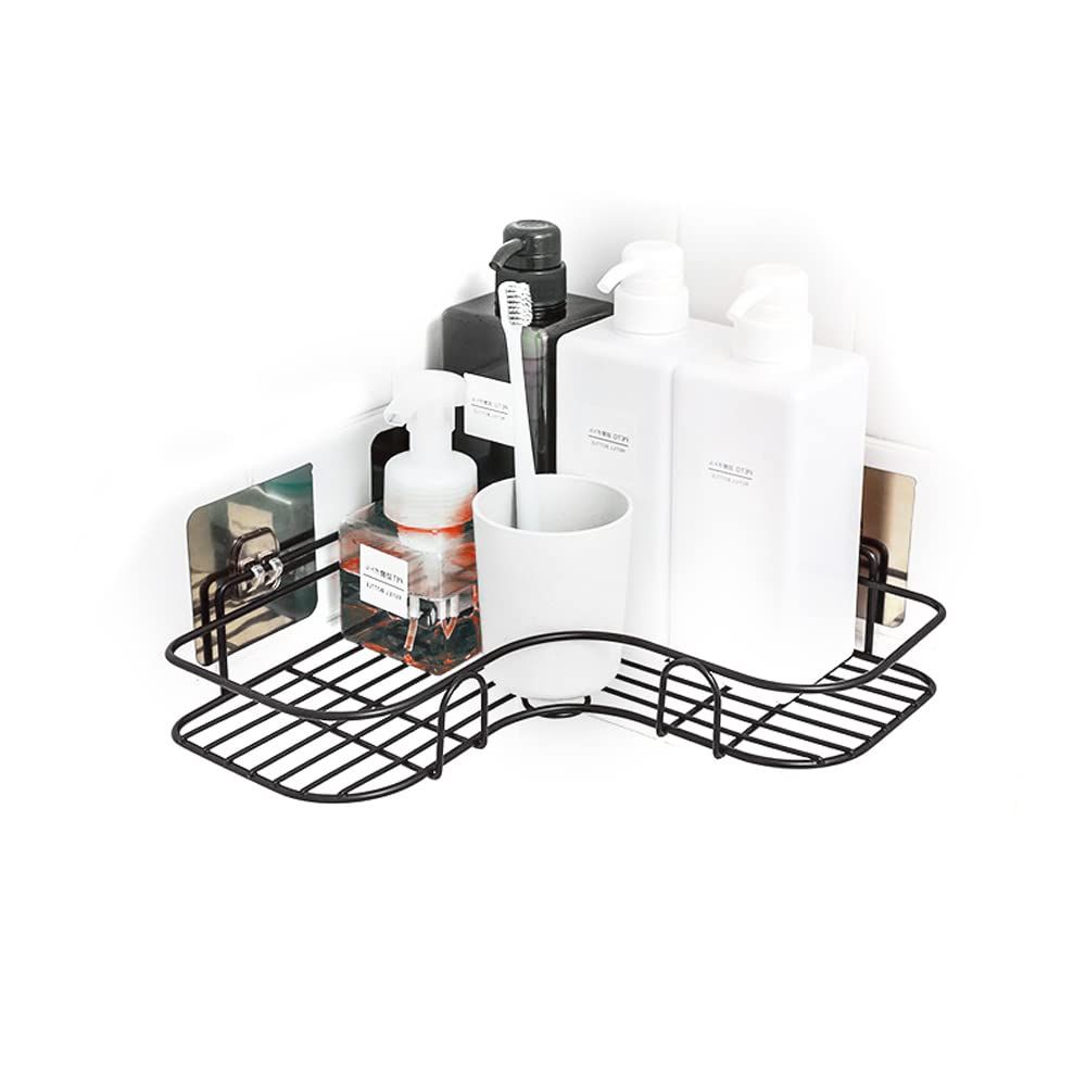 Dual Use Adhesive Or Screw Hook Metal Iron Wire Corner Shelf Storage Hanging Rack view 4