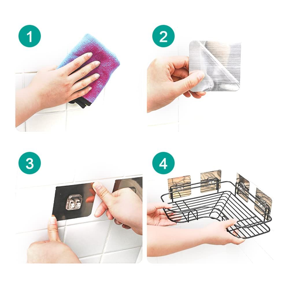 Dual Use Adhesive Or Screw Hook Metal Iron Wire Corner Shelf Storage Hanging Rack view 5