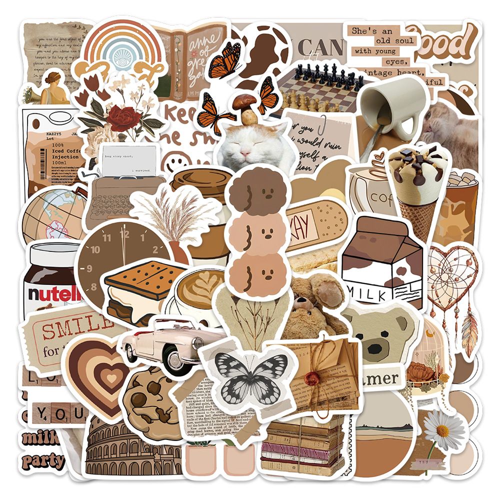 60 Pcs Vintage Stickers, Waterproof Scrapbook Aesthetic Sticker, Daily view 2