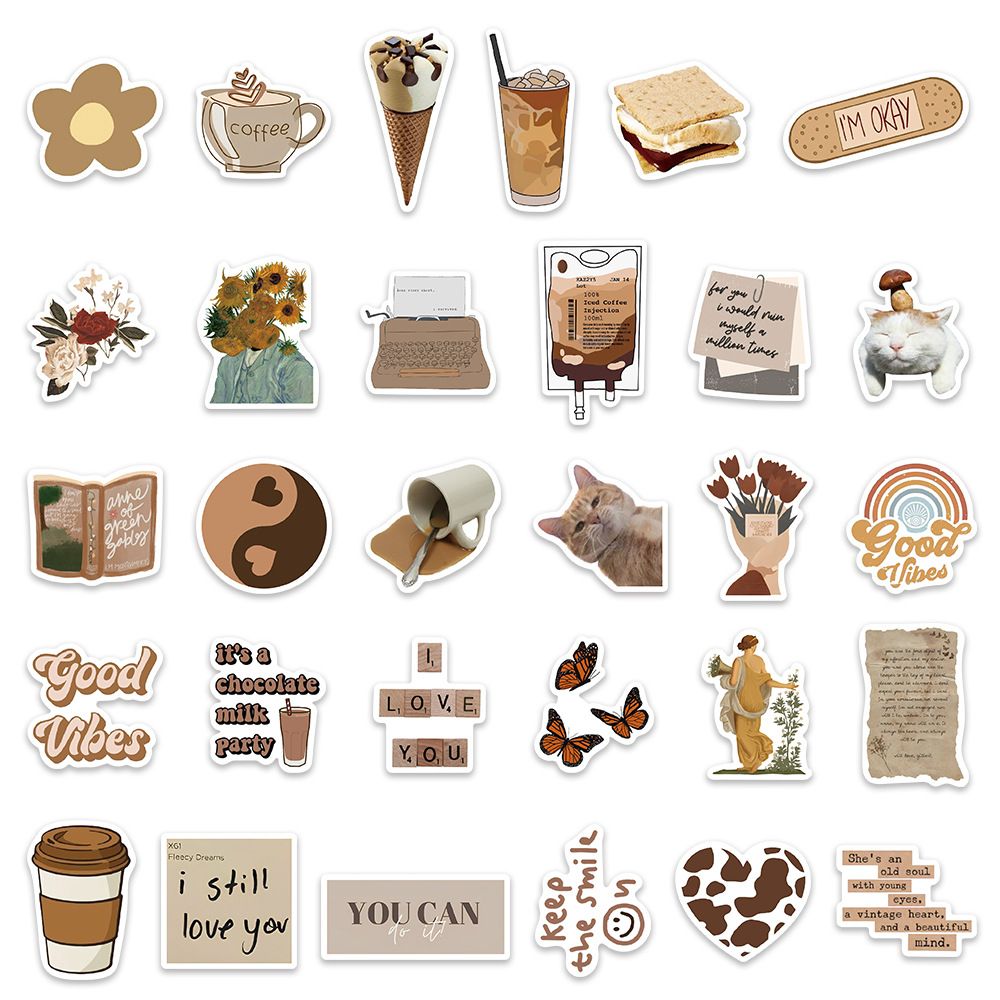 60 Pcs Vintage Stickers, Waterproof Scrapbook Aesthetic Sticker, Daily view 3