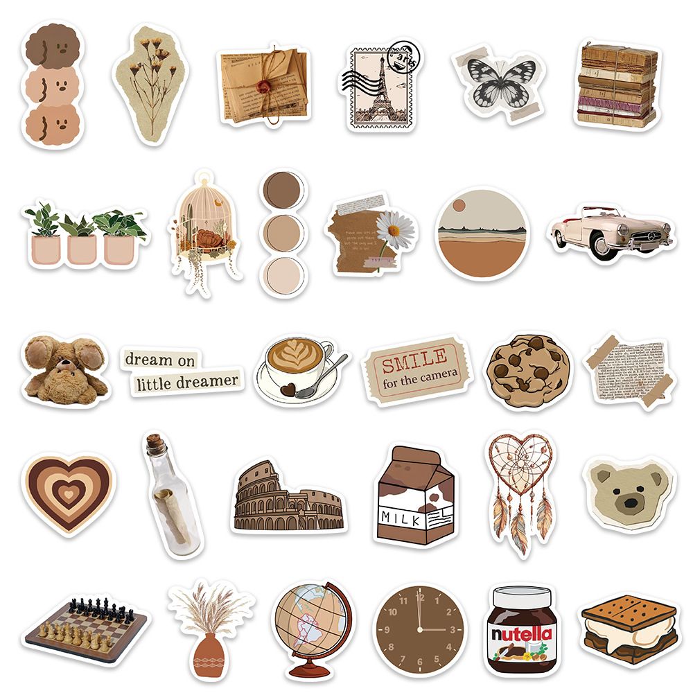 60 Pcs Vintage Stickers, Waterproof Scrapbook Aesthetic Sticker, Daily view 5