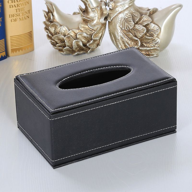Tissue Box Cover, Leather Rectangle Waterproof Napkin Paper Towel Dispenser view 4