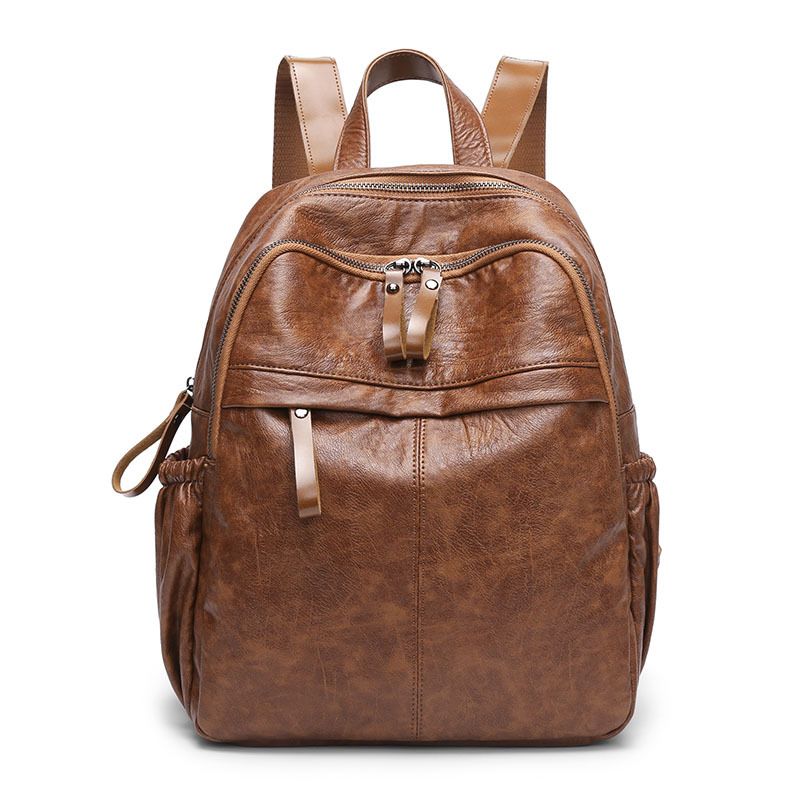 Women Backpacks Pu Leather Shoulder Bag Soft Leather Daypack Double-layer