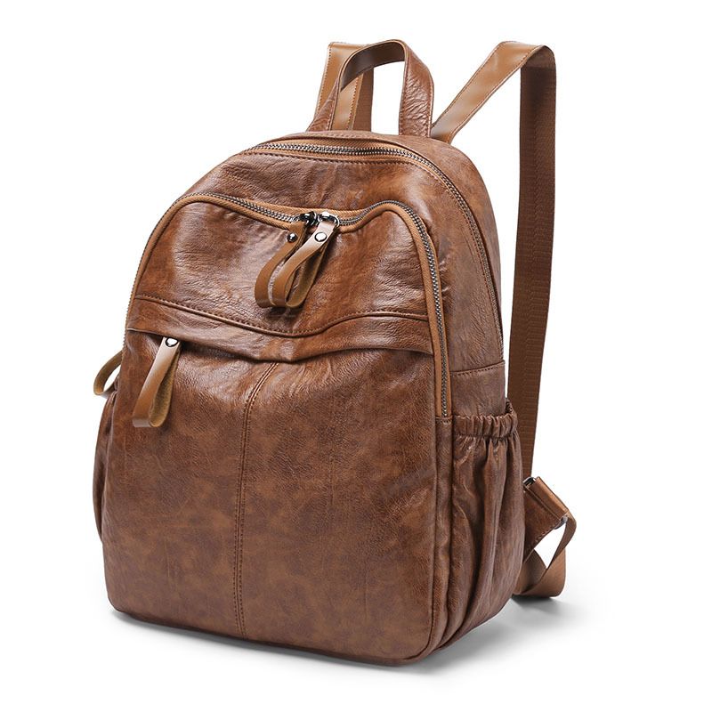 Women Backpacks Pu Leather Shoulder Bag Soft Leather Daypack Double-layer view 4
