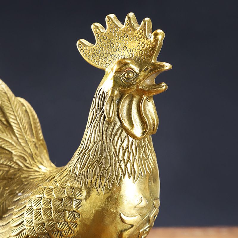 Rooster Figurine Pure Brass Good Luck Chicken Statue Feng Shui Ornament for view 6