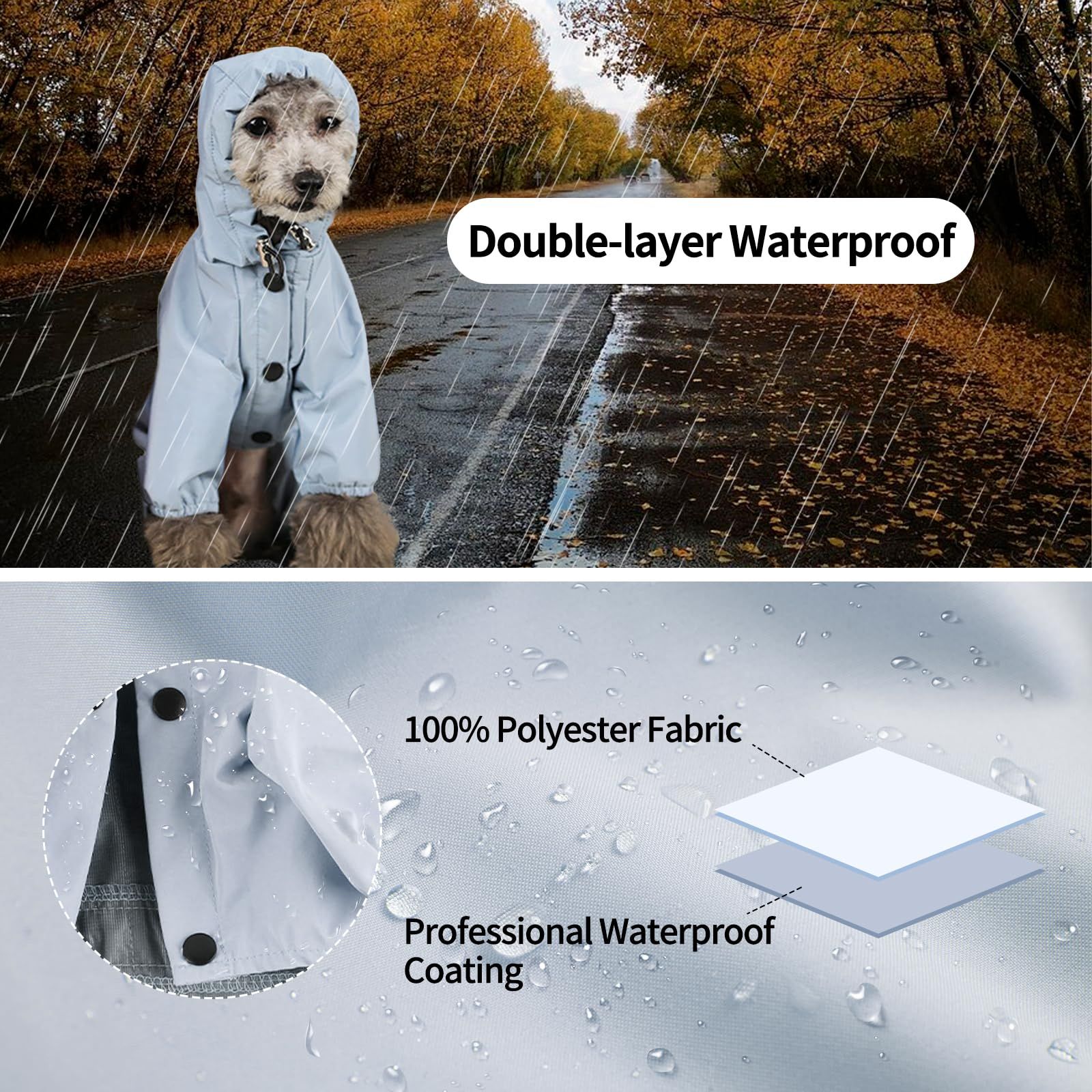 Reflective Strap and Leash Hole Adjustable Pet Water Proof Clothes for Small view 10