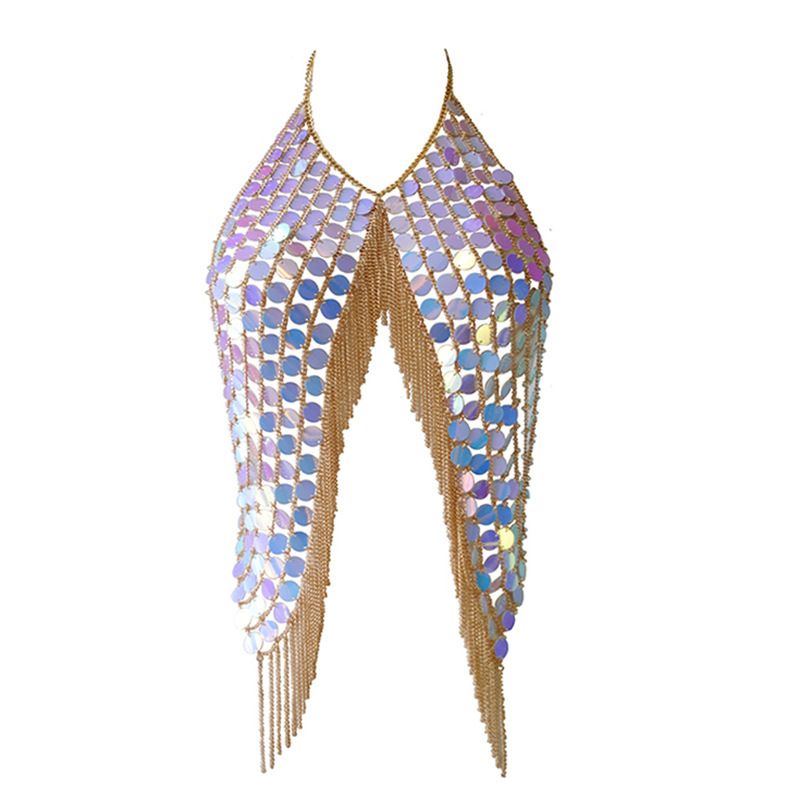 Body Chain Gold Sequins Waist Chains Sexy Tassel Bar Chain Rave Nightclub