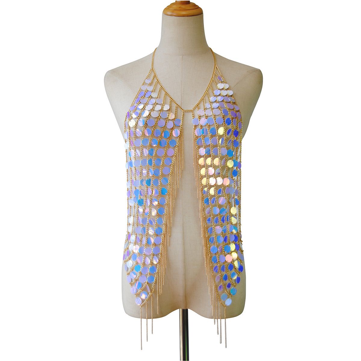 Body Chain Gold Sequins Waist Chains Sexy Tassel Bar Chain Rave Nightclub view 4