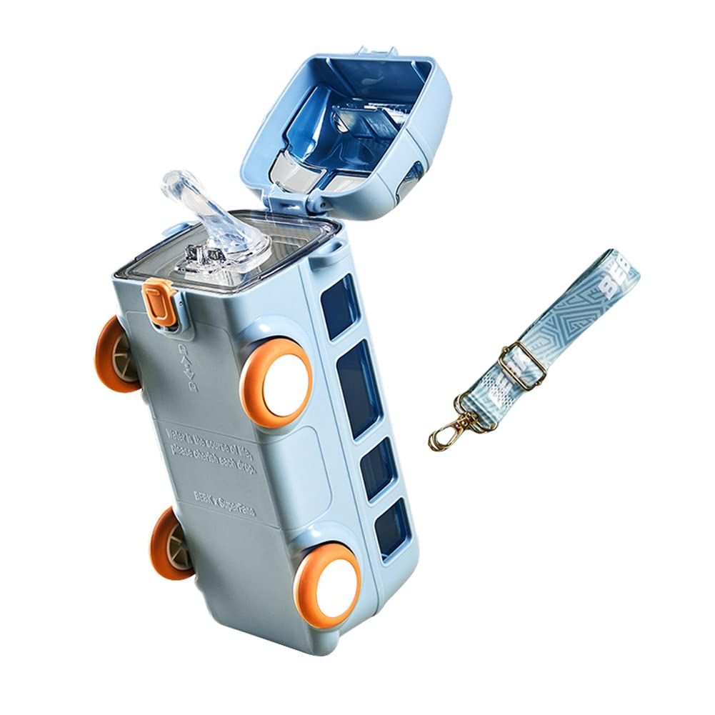 Bus Water Bottle for Kids 500 ml Bus Straw Water Cup with Strap Portable Bus view 4