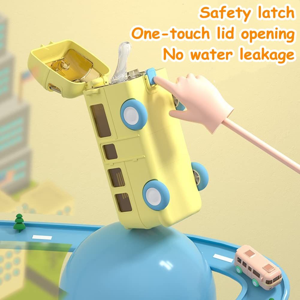 Bus Water Bottle for Kids 500 ml Bus Straw Water Cup with Strap Portable Bus view 8
