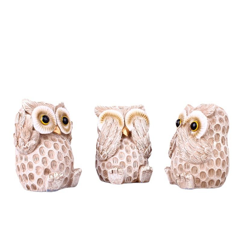 Set of 3 Owl Statues Home Décor view 2