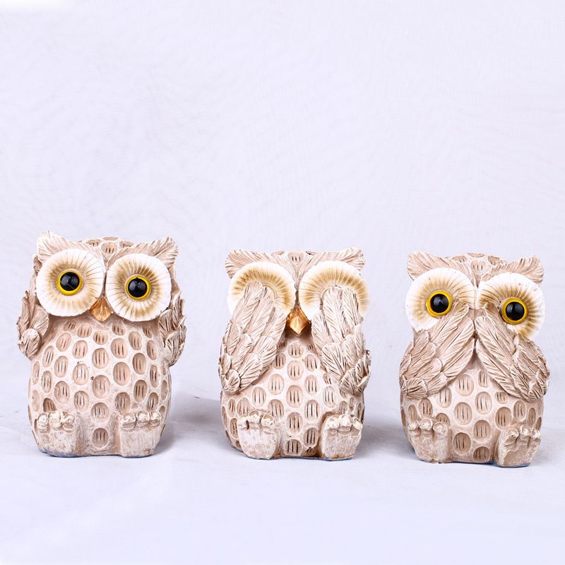 Set of 3 Owl Statues Home Décor view 4