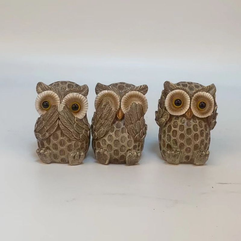 Set of 3 Owl Statues Home Décor view 9