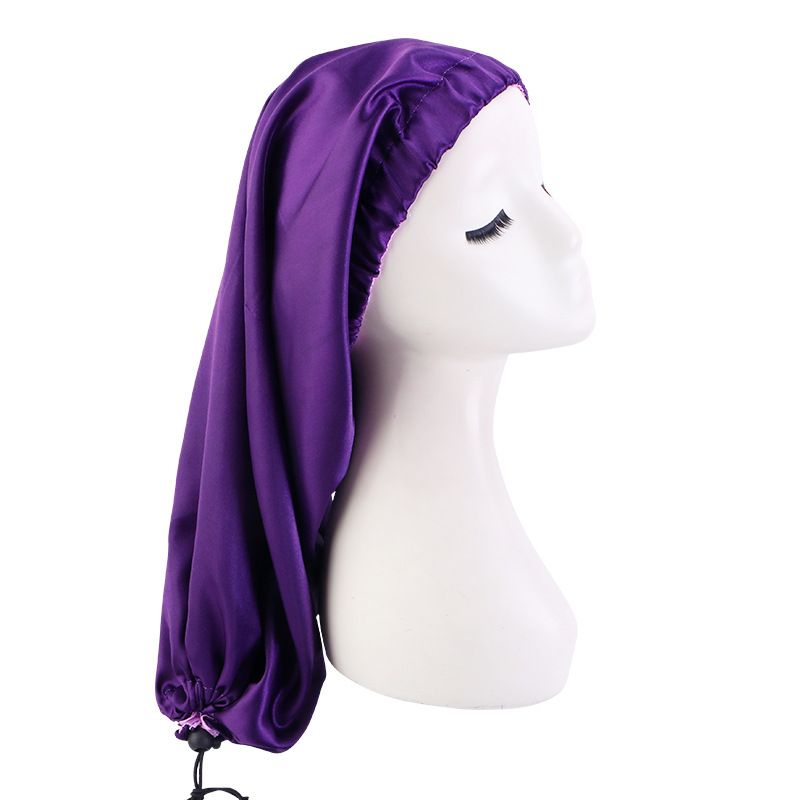 Extra Long Silk Hair Wrap for Sleeping - Night Sleep Bonnet for Curly Hair